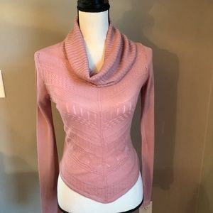 Small, cowl neck rose colored sweater